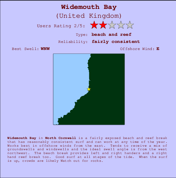 Widemouth Bay Locatiekaart en surfstrandinformatie