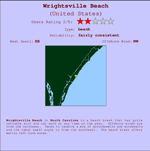 Wrightsville Beach Locatiekaart en surfstrandinformatie