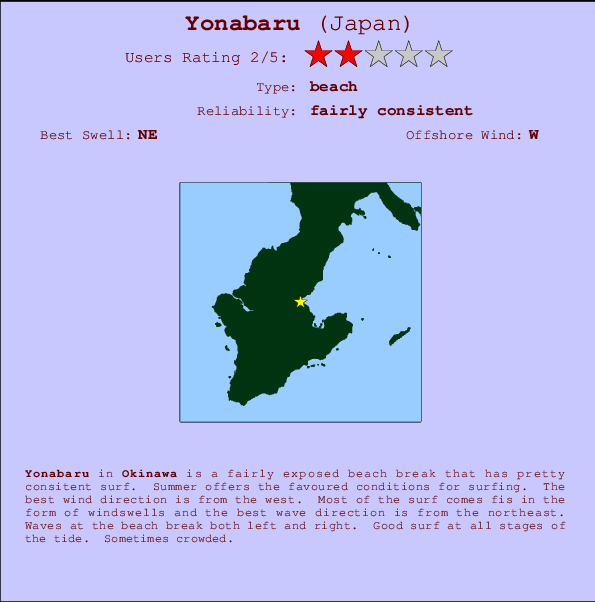 Yonabaru Locatiekaart en surfstrandinformatie