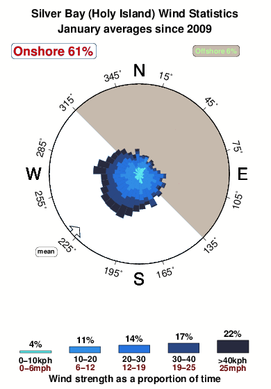 Silver bay holy island.wind.statistics.january