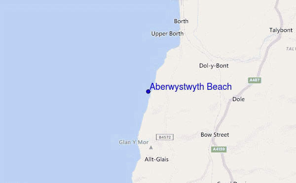 locatiekaart van Aberwystwyth Beach