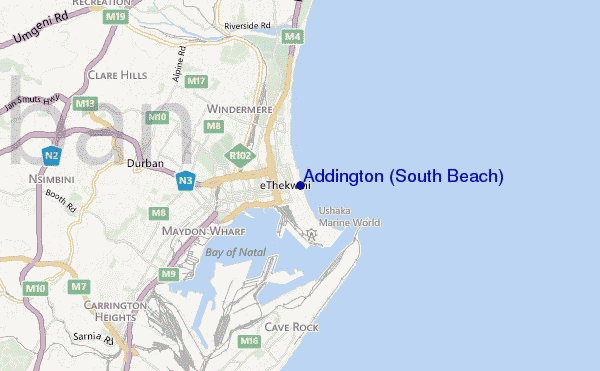 locatiekaart van Addington (South Beach)