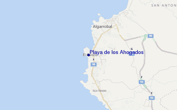 locatiekaart van Playa de los Ahogados