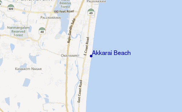 locatiekaart van Akkarai Beach