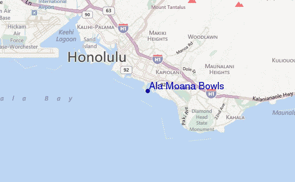 locatiekaart van Ala Moana Bowls