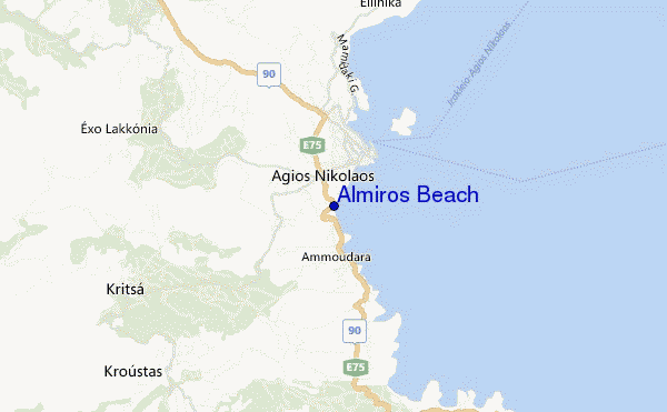 locatiekaart van Almiros Beach