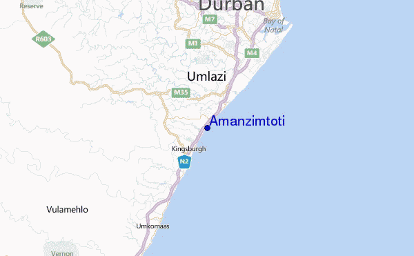 Amanzimtoti Location Map