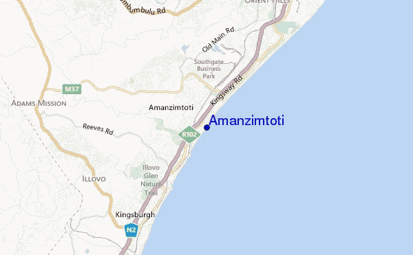 locatiekaart van Amanzimtoti