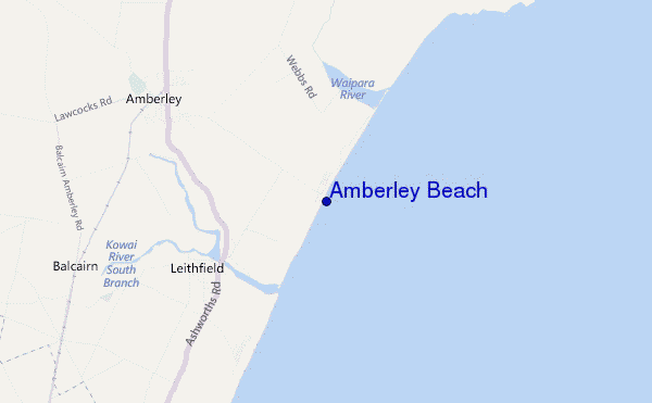 locatiekaart van Amberley Beach