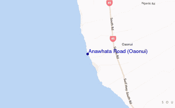 locatiekaart van Anawhata Road (Oaonui)
