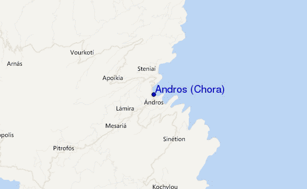 locatiekaart van Andros (Chora)