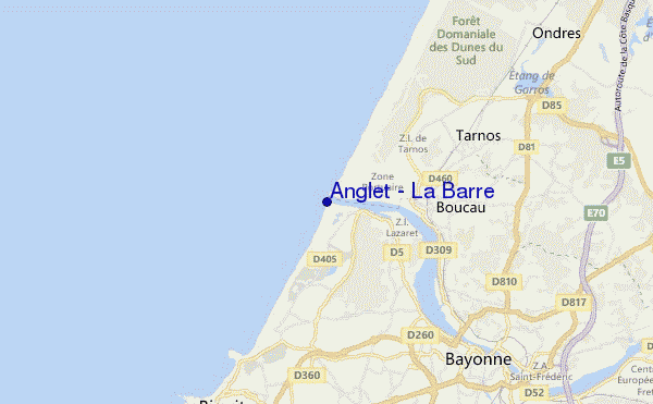 locatiekaart van Anglet - La Barre