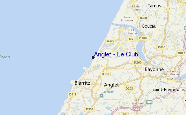 locatiekaart van Anglet - Le Club