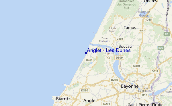 locatiekaart van Anglet - Les Dunes