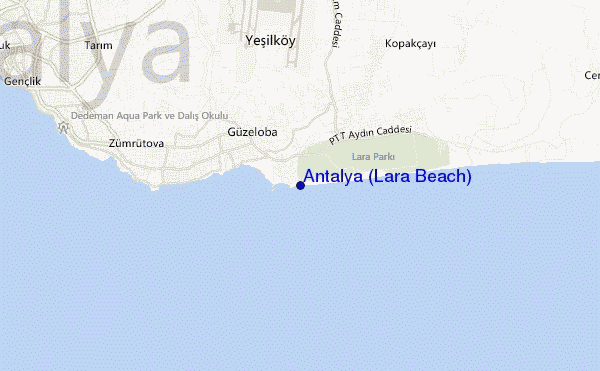 locatiekaart van Antalya (Lara Beach)