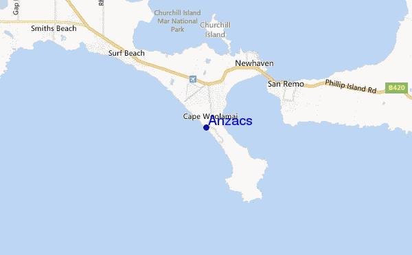 locatiekaart van Anzacs