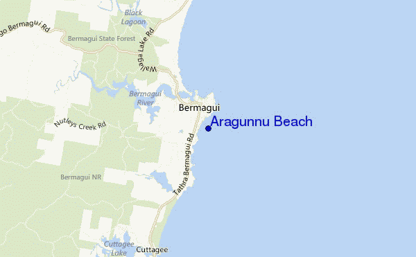 locatiekaart van Aragunnu Beach