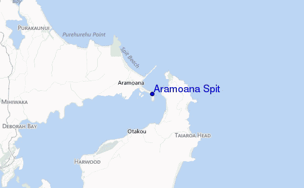 locatiekaart van Aramoana Spit