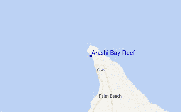 locatiekaart van Arashi Bay Reef