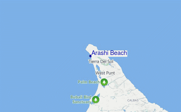 locatiekaart van Arashi Beach