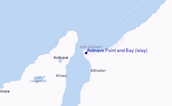 locatiekaart van Ardnave Point and Bay (Islay)