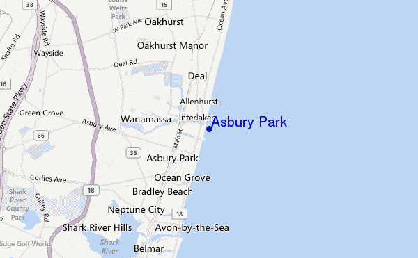 locatiekaart van Asbury Park