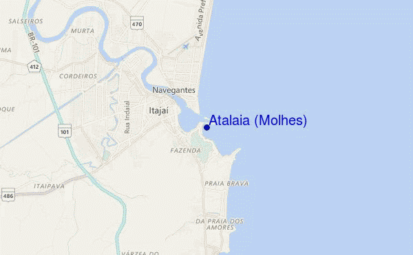 locatiekaart van Atalaia (Molhes)