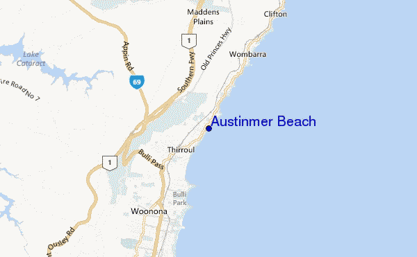 locatiekaart van Austinmer Beach