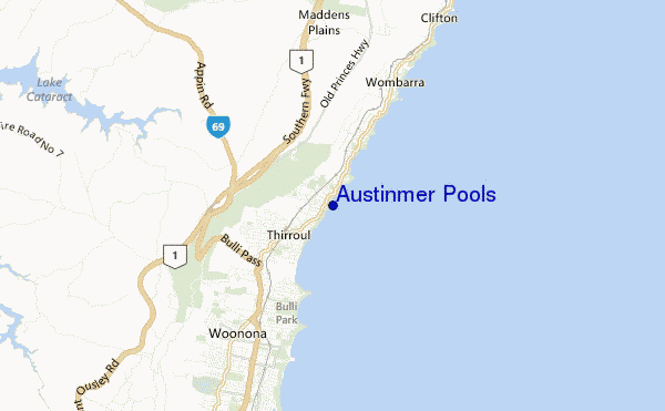locatiekaart van Austinmer Pools