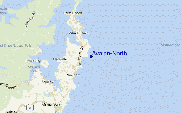 locatiekaart van Avalon-North