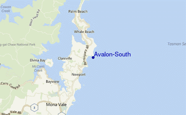 locatiekaart van Avalon-South