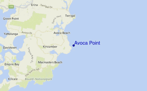 locatiekaart van Avoca Point