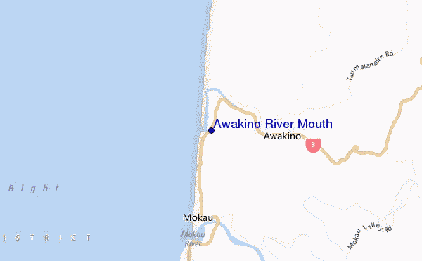 locatiekaart van Awakino River Mouth