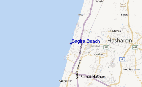 locatiekaart van Bagira Beach
