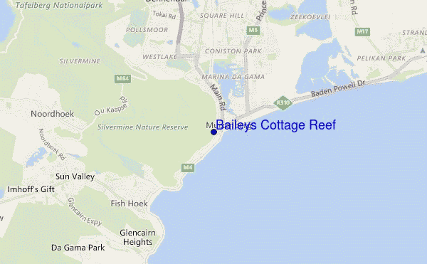 locatiekaart van Baileys Cottage Reef