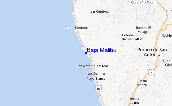 locatiekaart van Baja Malibu