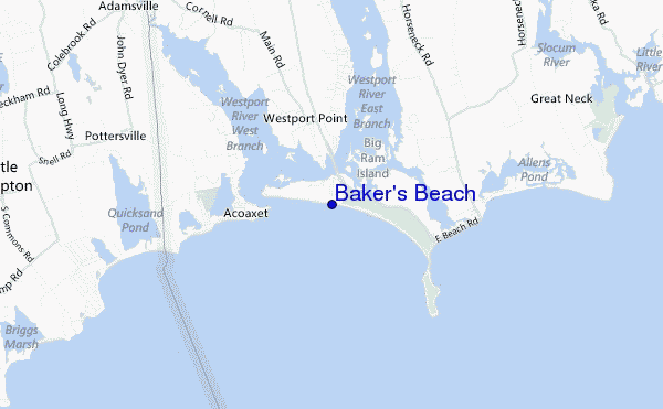 locatiekaart van Baker s Beach
