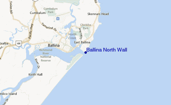locatiekaart van Ballina North Wall