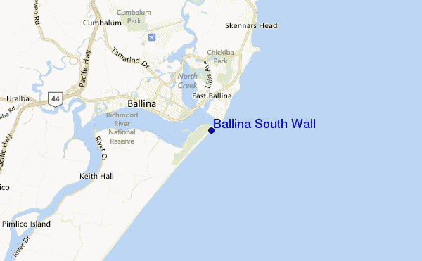 locatiekaart van Ballina South Wall