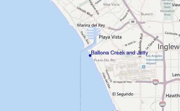 locatiekaart van Ballona Creek and Jetty