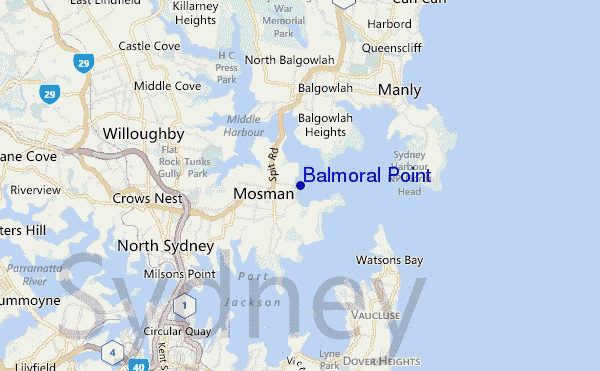 locatiekaart van Balmoral Point