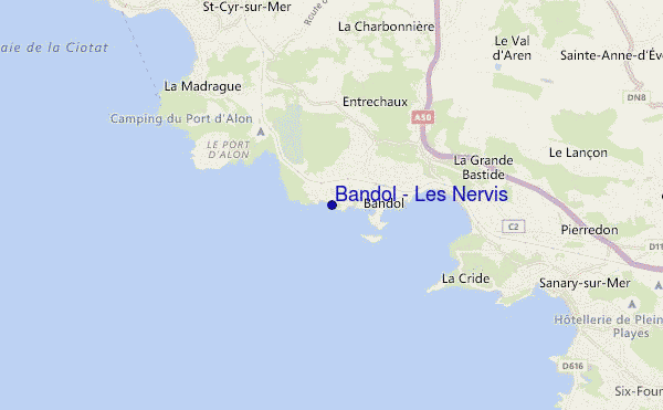 locatiekaart van Bandol - Les Nervis