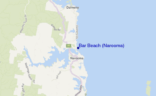 locatiekaart van Bar Beach (Narooma)