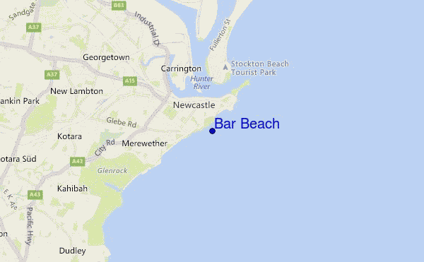 locatiekaart van Bar Beach