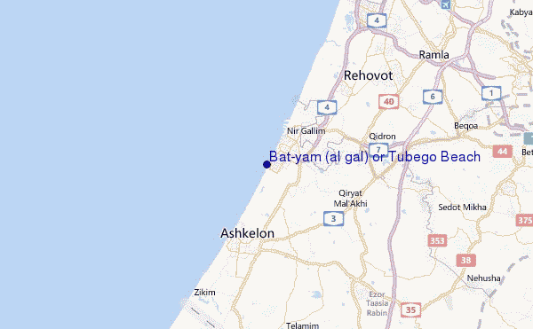 Bat-yam (al gal) or Tubego Beach Location Map