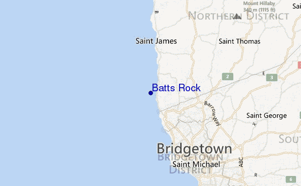 locatiekaart van Batts Rock