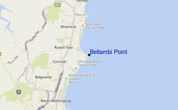 locatiekaart van Bellambi Point