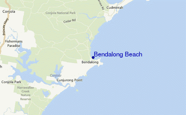 locatiekaart van Bendalong Beach