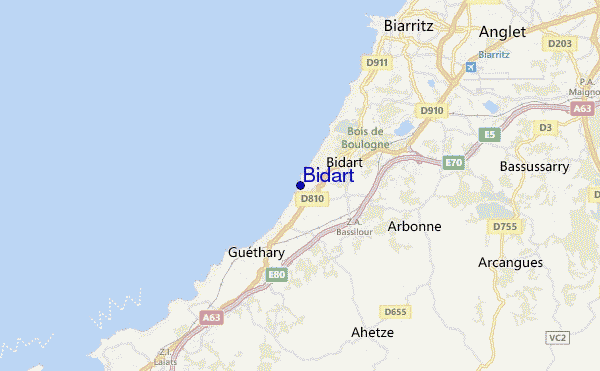 locatiekaart van Bidart
