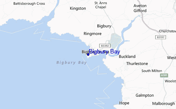locatiekaart van Bigbury Bay
